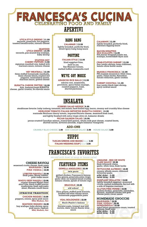 francesca's syracuse menu